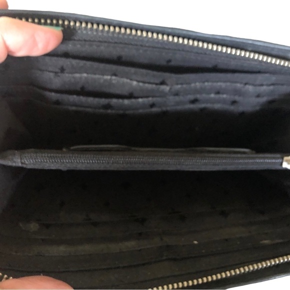 Fossil Black Buttery Leather Top Zip Wallet Pockets Casual Silver Keyhole 8X4 - Picture 4 of 5